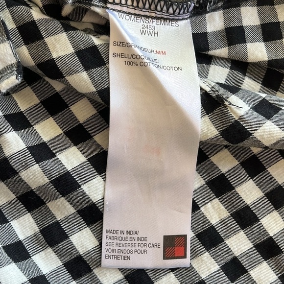 Woolwich Black-and-White Plaid Button-Down Top Size Medium Long Sleeves - Picture 13 of 16
